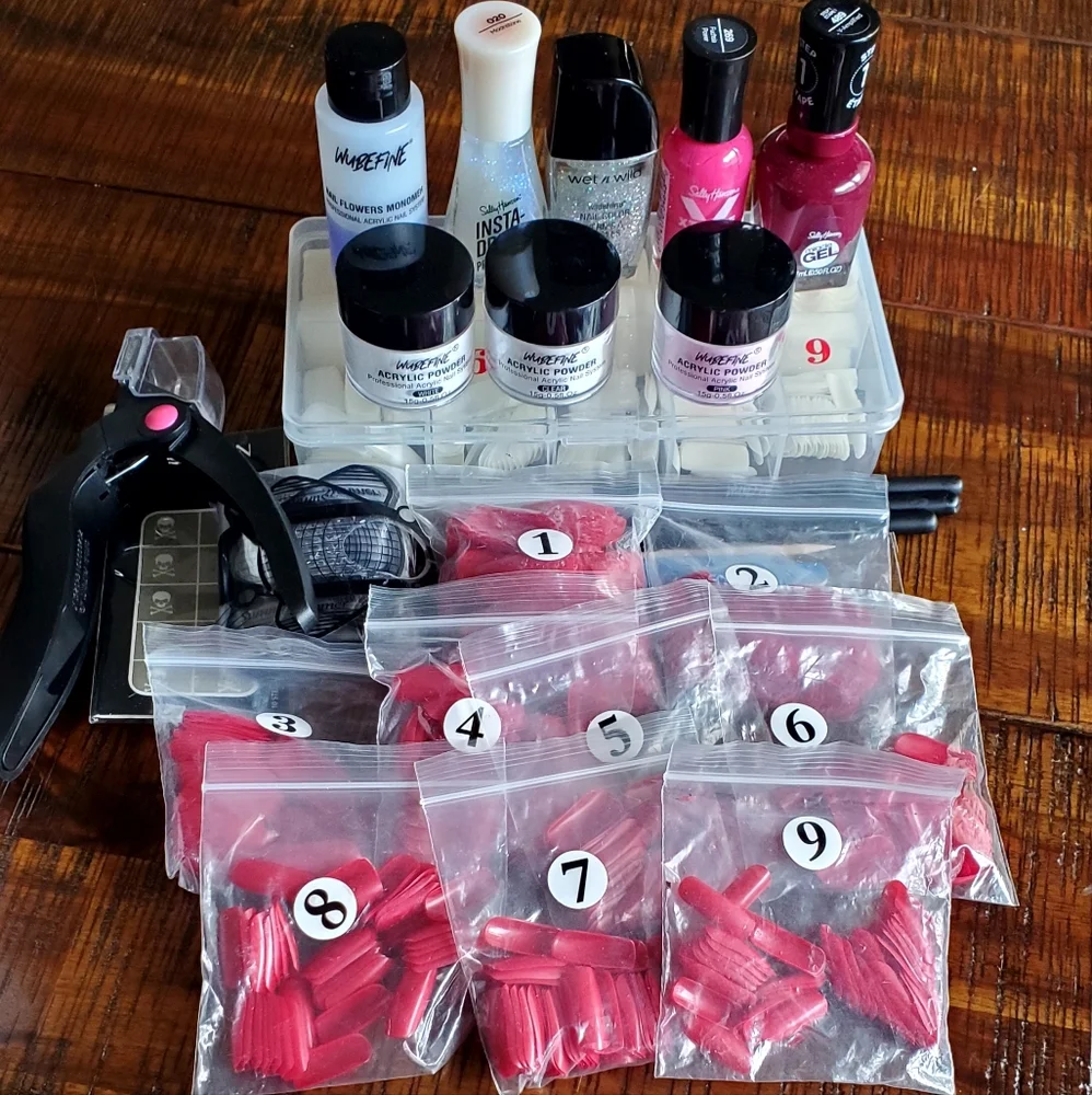 Assted Nail Supplies, Dappen Dish, Brushes & Polish